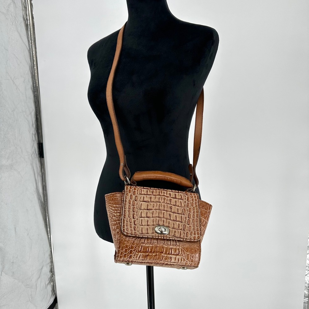 Mexican Brand Embossed Croc Leather Cross Body Handle Bag Small Women's